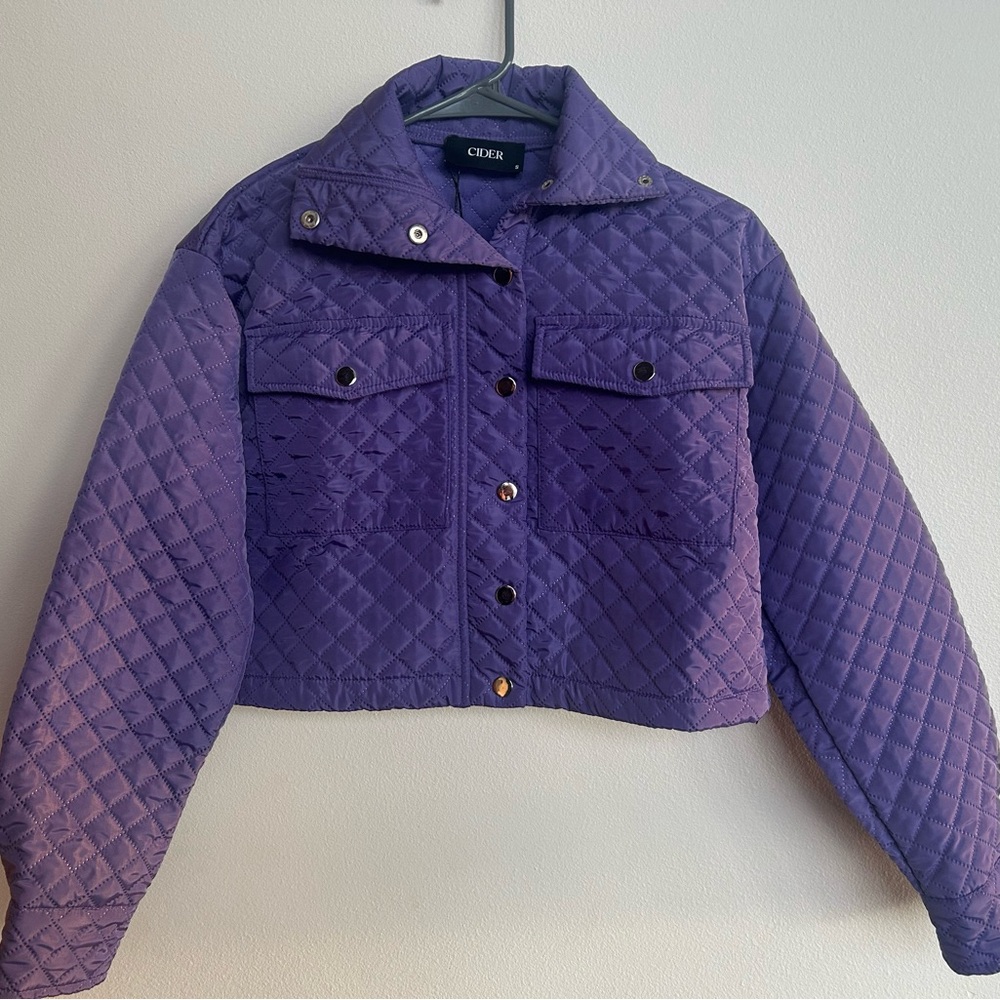 Cider Purple Quilted Cropped Jacket
